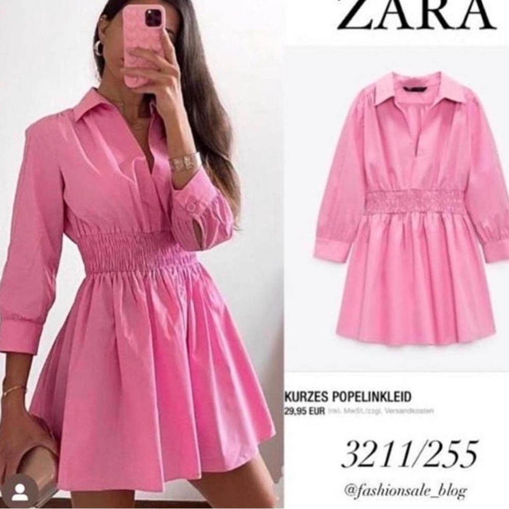 Zara Vibrant Pink Mini Dress 💖 Size M 100% cotton - Picture 1 of 7